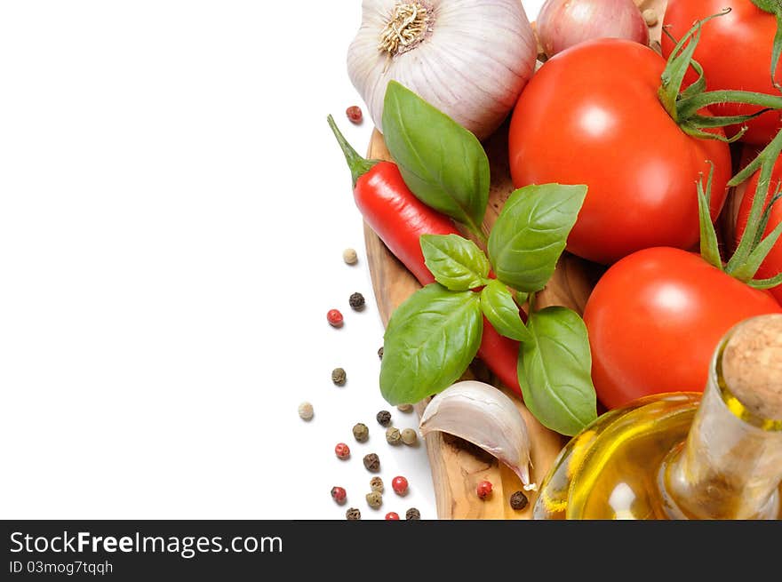 Fresh vegetables with olive oil