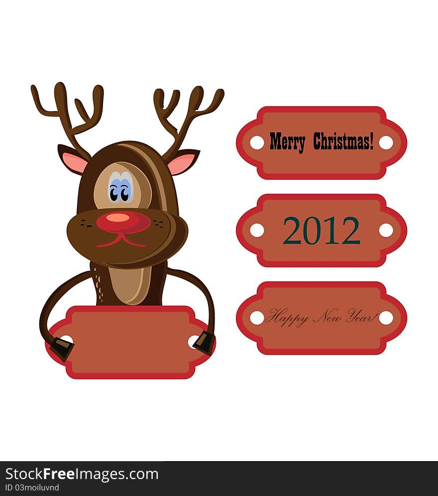 Vector christmas background with  christmas deer  ans space for your text