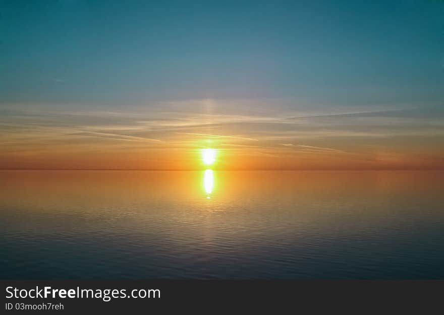 Picture of sunset in the Baltic sea.Latvia