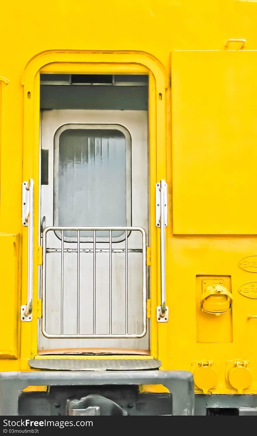 The door of yellow color  train