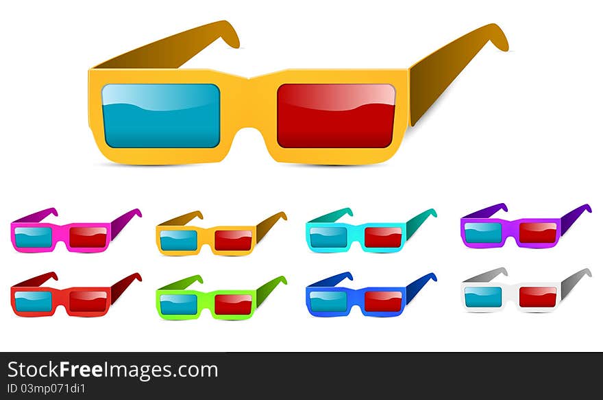 3d glasses isolated on white background