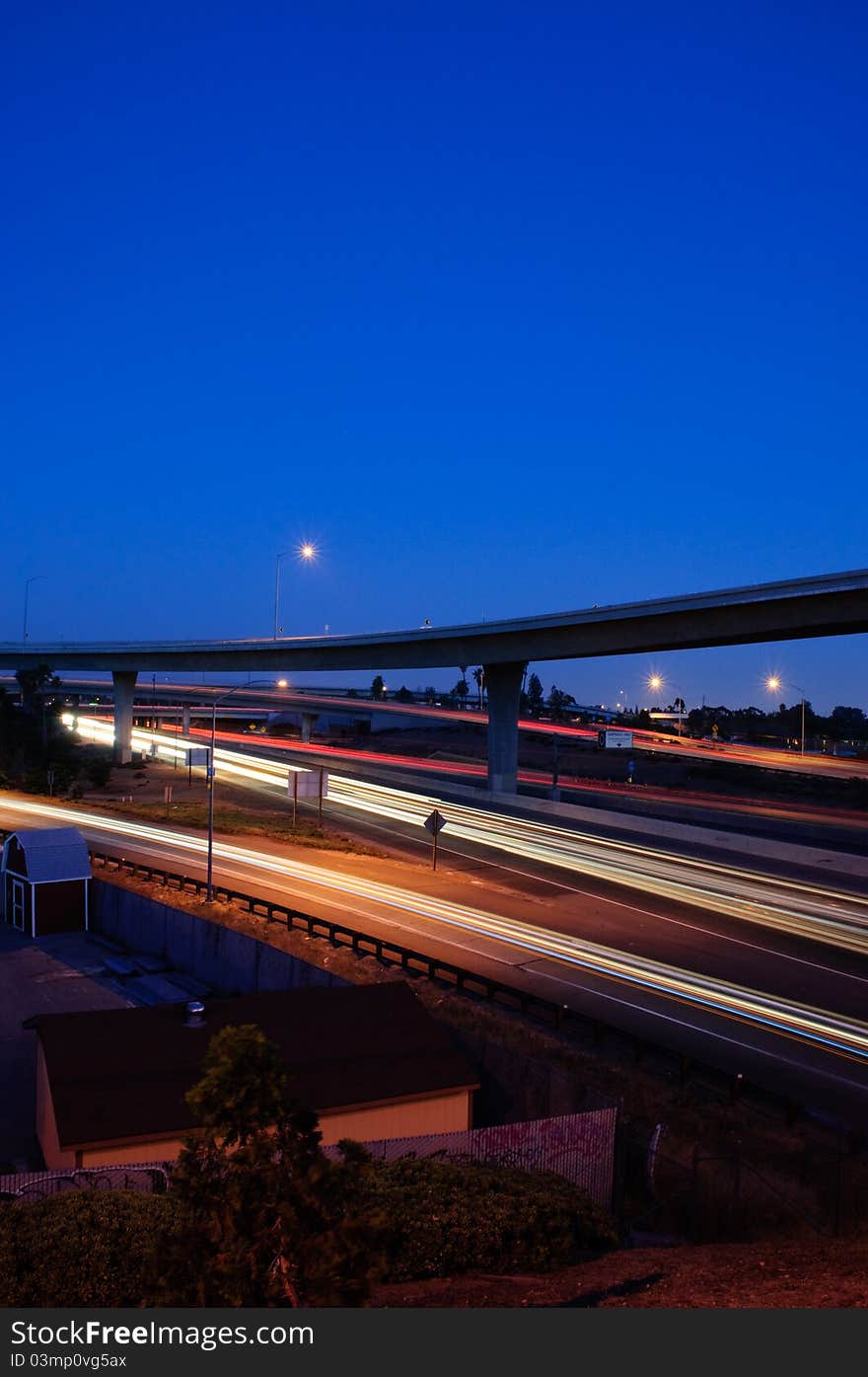 A look of the 91 freeway in Anaheim at twilight. A look of the 91 freeway in Anaheim at twilight.