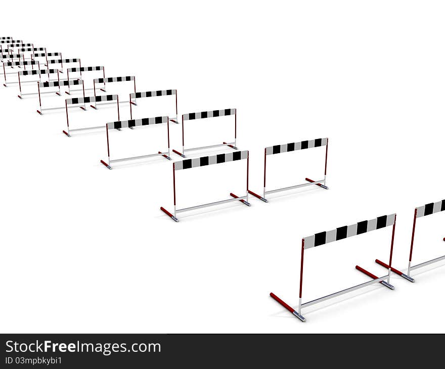 Row of barriers to success concept