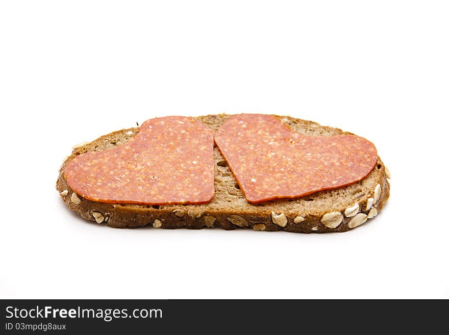 Heart of salamis with bread