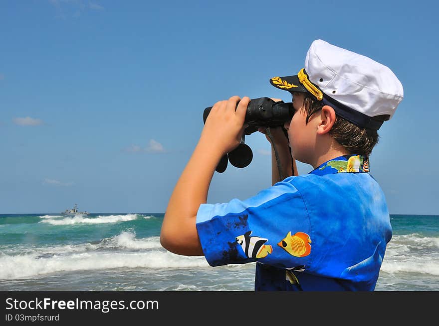 Boy with binoculars