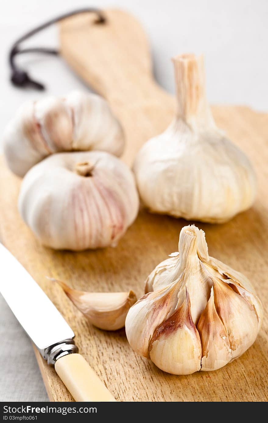 Garlic bulbs close up