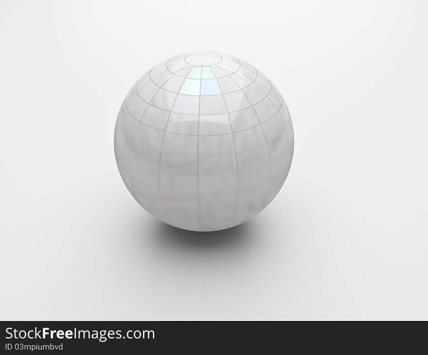 White ball in a white studio, top soft lighting