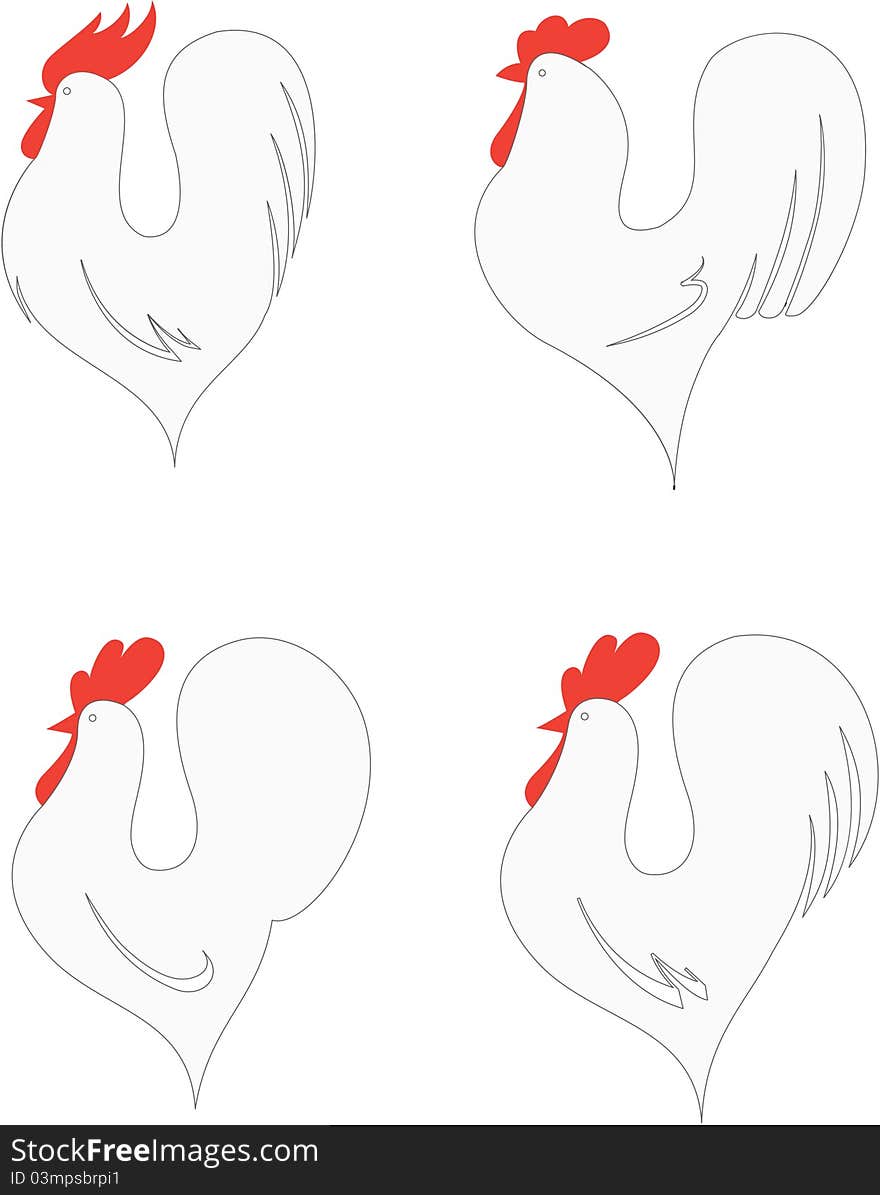 Set of cocks. Element for design vector illustration.