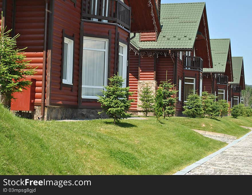 Wooden houses in the mountains