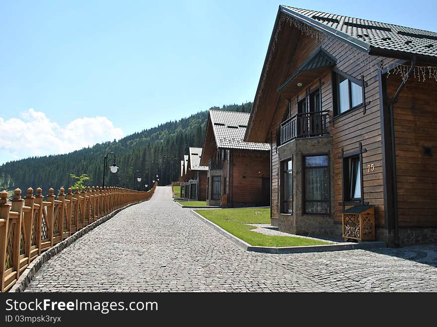 Wooden houses in the Carpathians mountains. Wooden houses in the Carpathians mountains