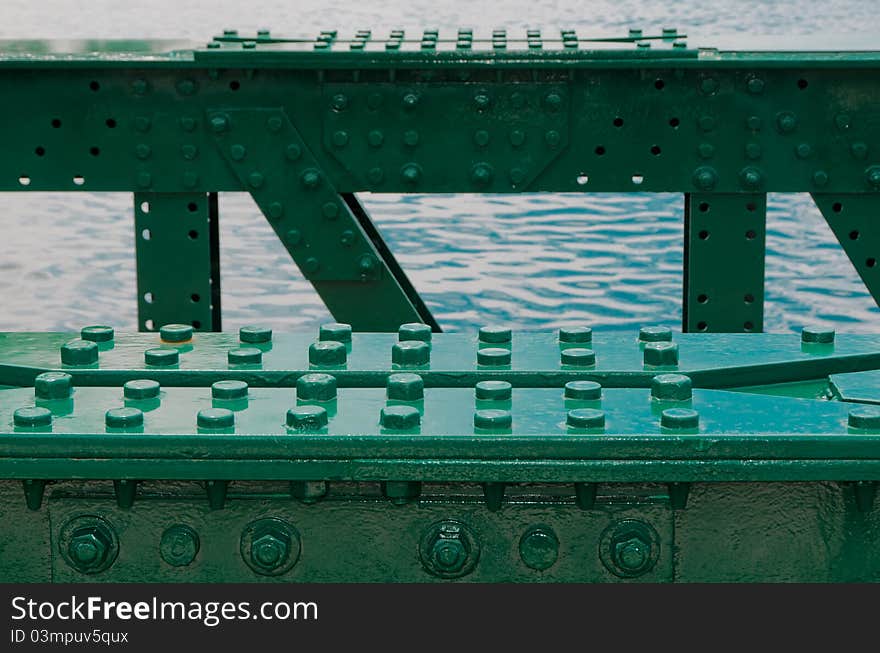 Construction of old green bridge