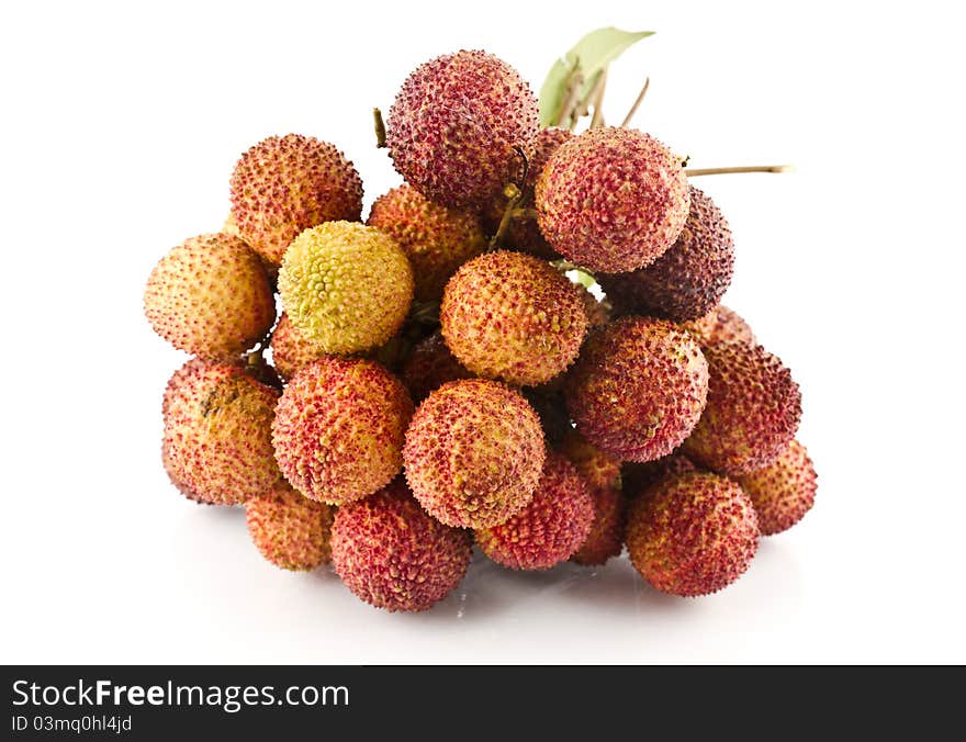 Bunch of Litchi isolated on white background