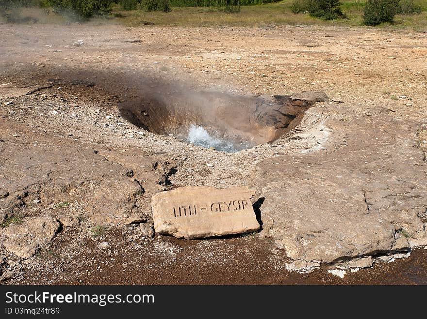 Small geysers in the area geysir in iceland