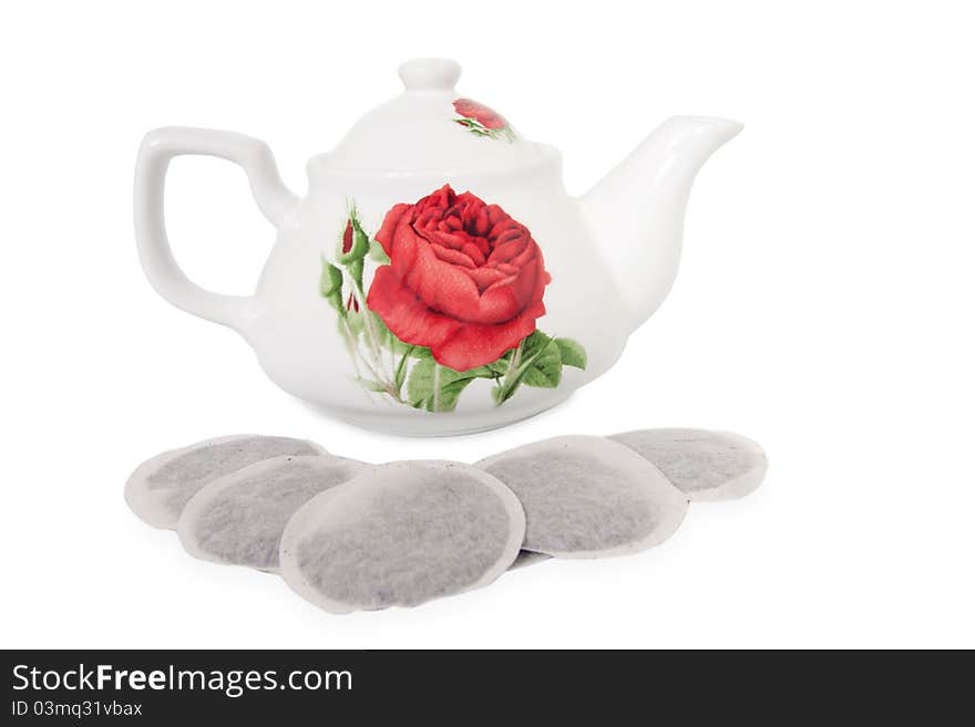 Teabags and teapot tea bag ceramic porcelain