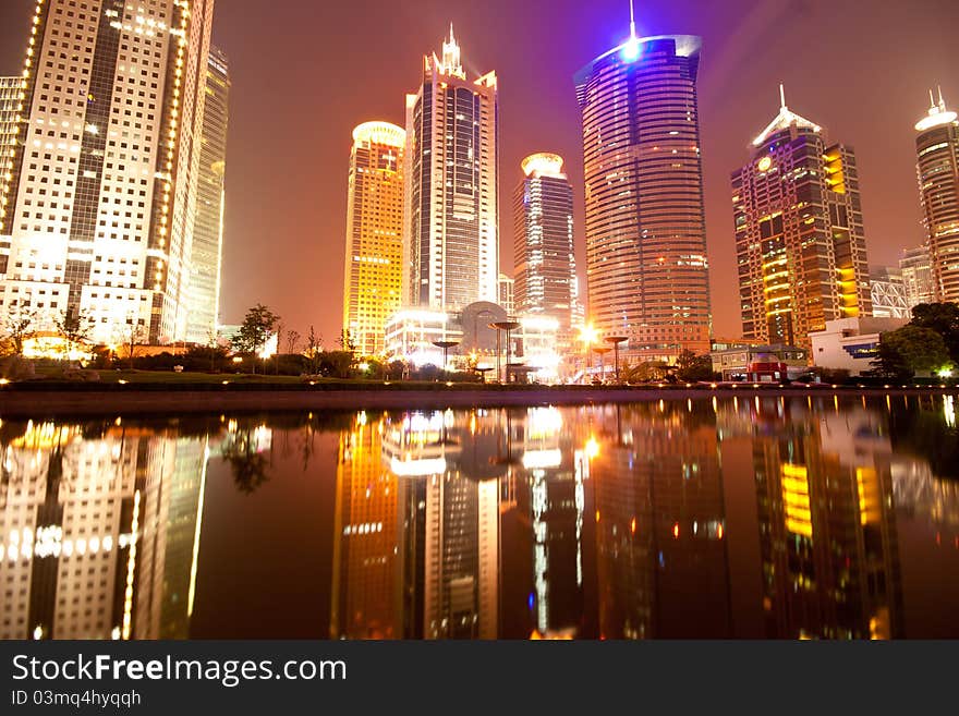 The night view of the lujiazui financial centre in shanghai china. The night view of the lujiazui financial centre in shanghai china.