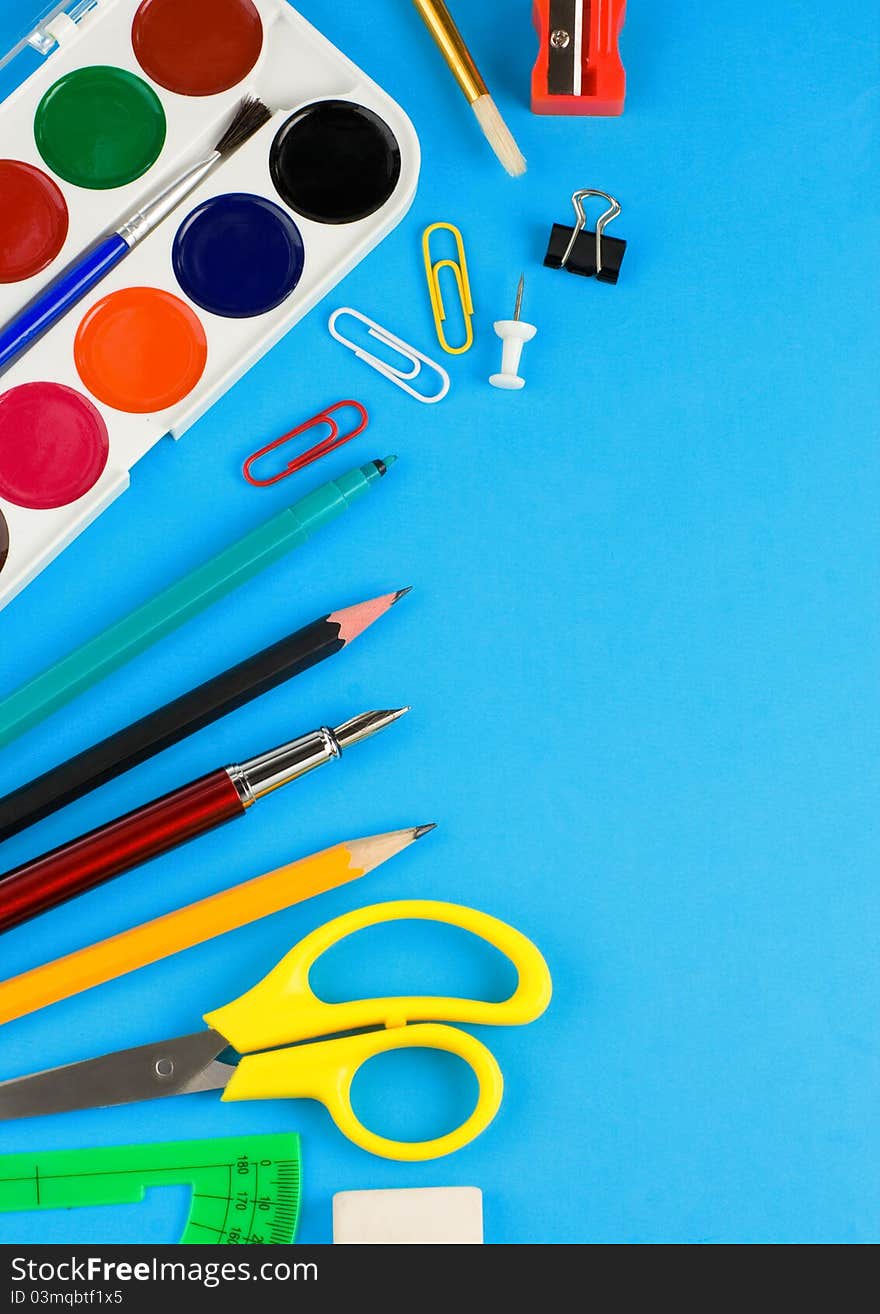 School Accessories On Colorful Paper