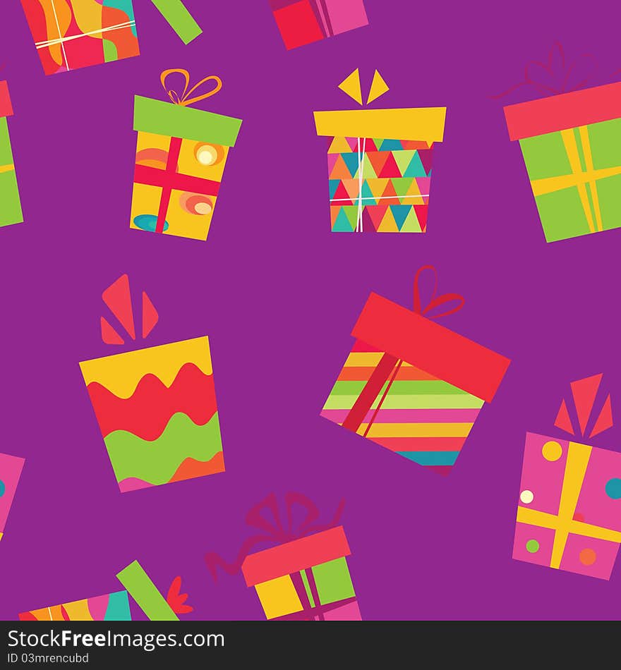 Seamless background with gift boxes. Seamless background with gift boxes