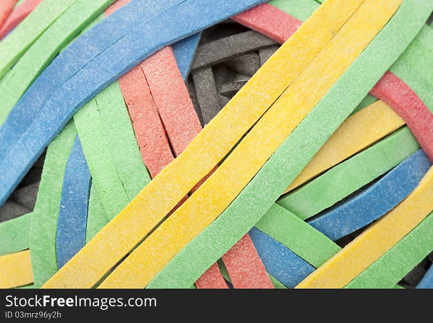 A colorful rubber band ball