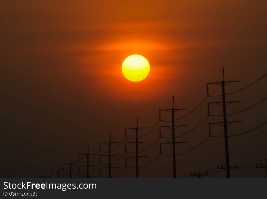 Image of big sunset in thailand