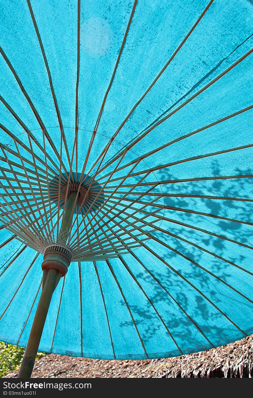 White Blue Parasol in rural of Bangkok, Thailand. White Blue Parasol in rural of Bangkok, Thailand.