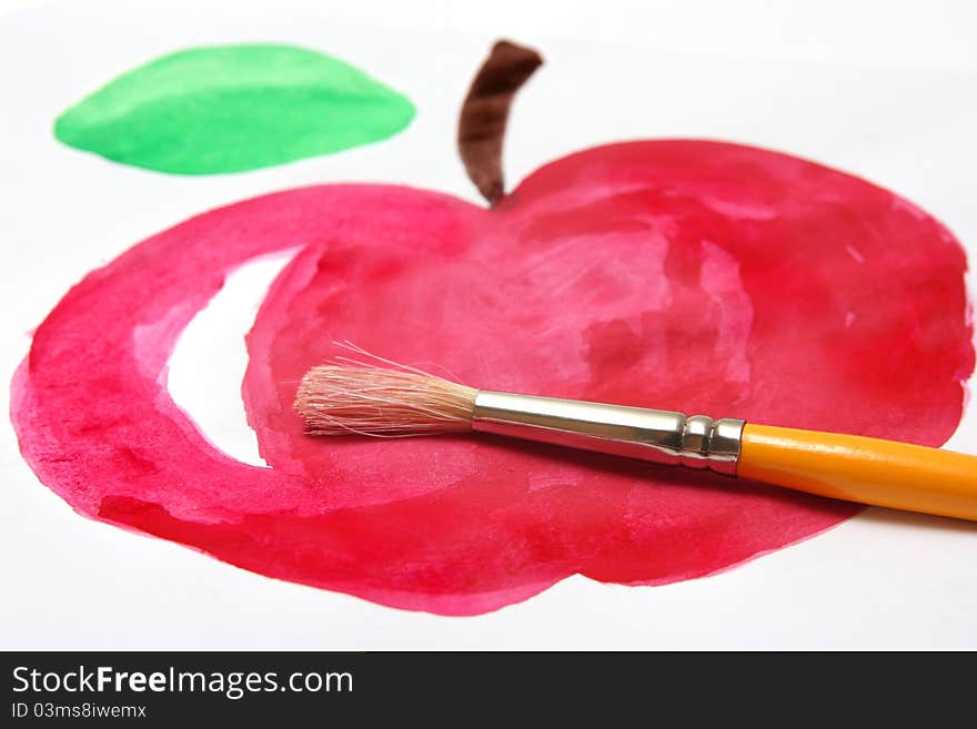 Red apple on white background