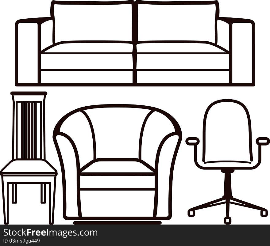 Simple illustration with a set of furniture