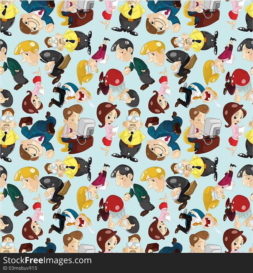 Seamless cartoon office worker pattern,,illustration