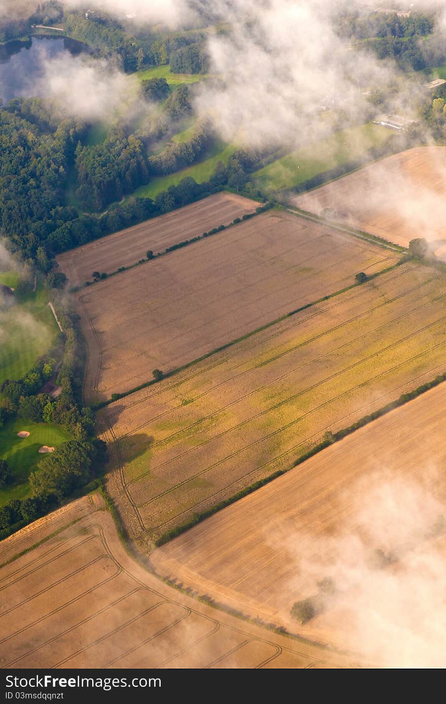 Aerial of fields by approaching hamburg. Aerial of fields by approaching hamburg