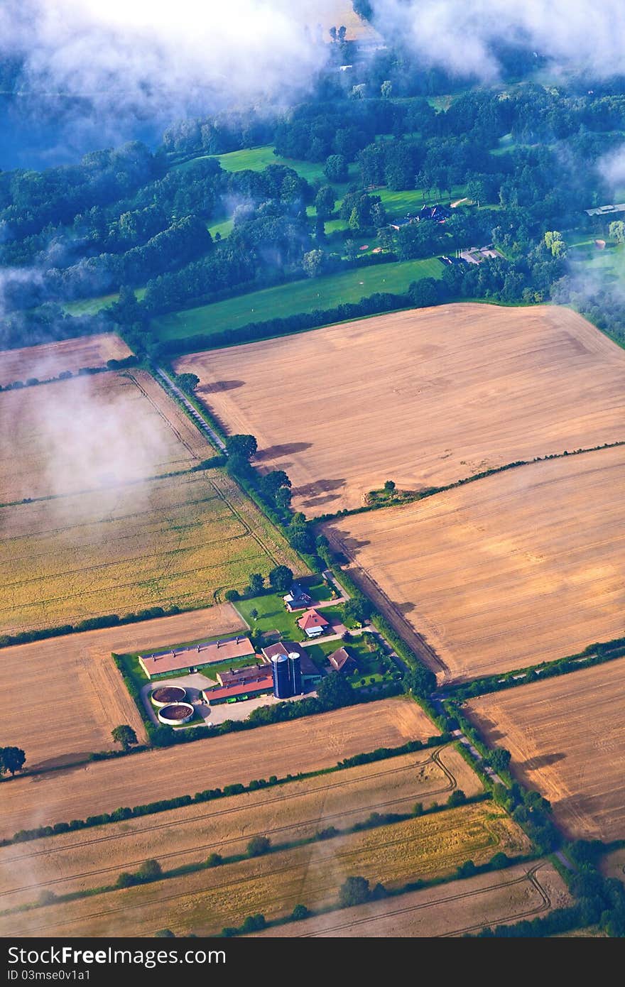 Aerial of fields by approaching hamburg. Aerial of fields by approaching hamburg