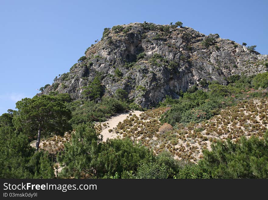 Landscape with mountain under sky. Landscape with mountain under sky.