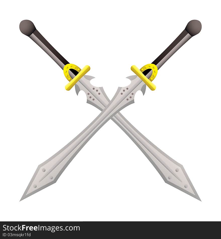 Two large swords crossed ideal for coat of arms. Two large swords crossed ideal for coat of arms