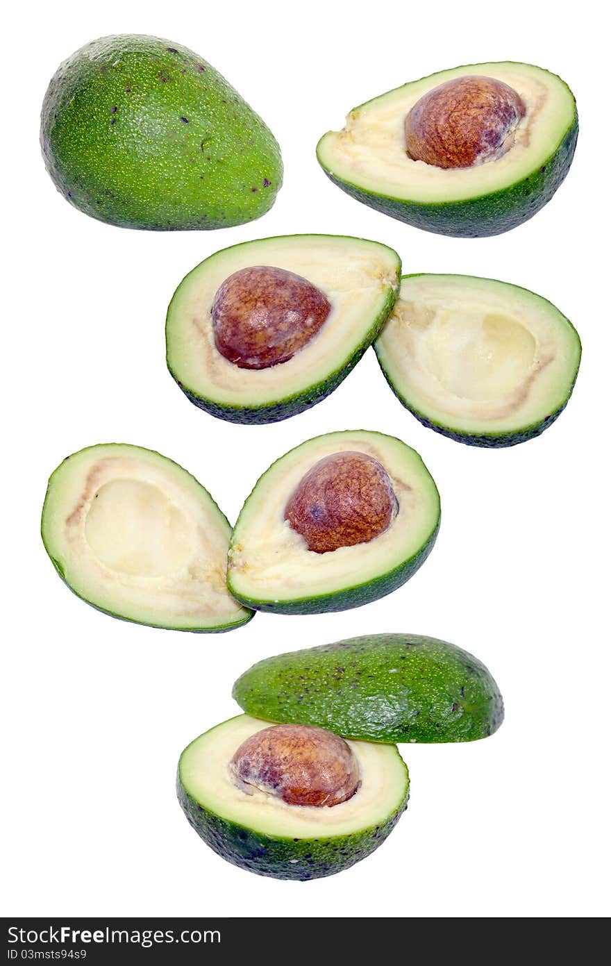 Avocado collection isolated on white