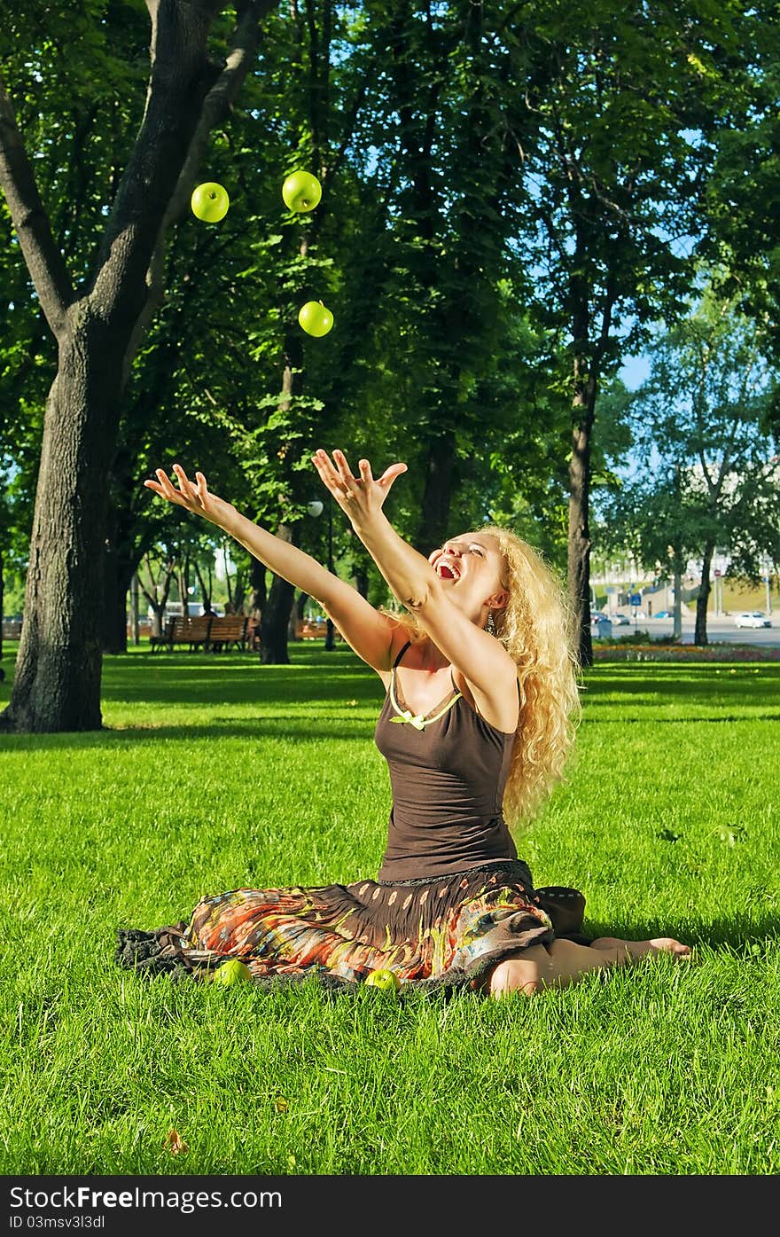 Outdoor Portrait Of Young Laughing Girl