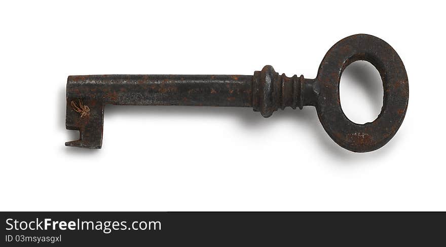 Old rusty key (clipping path )