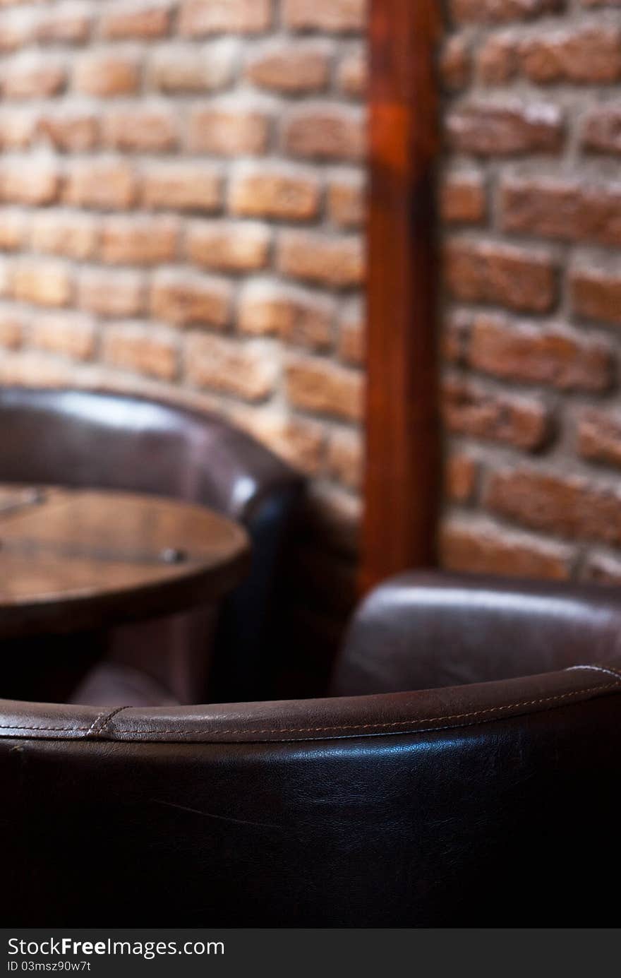 Elegat cafe interior with chair in focus