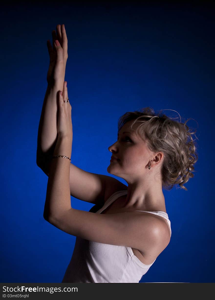 Portrait of beautiful woman in studio