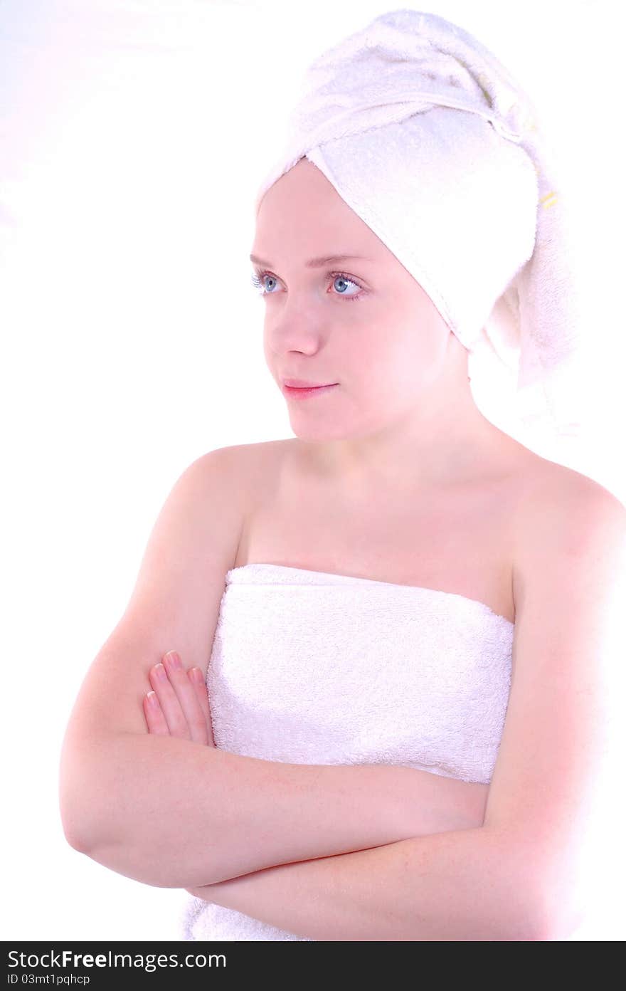 Bright picture of girl after shower