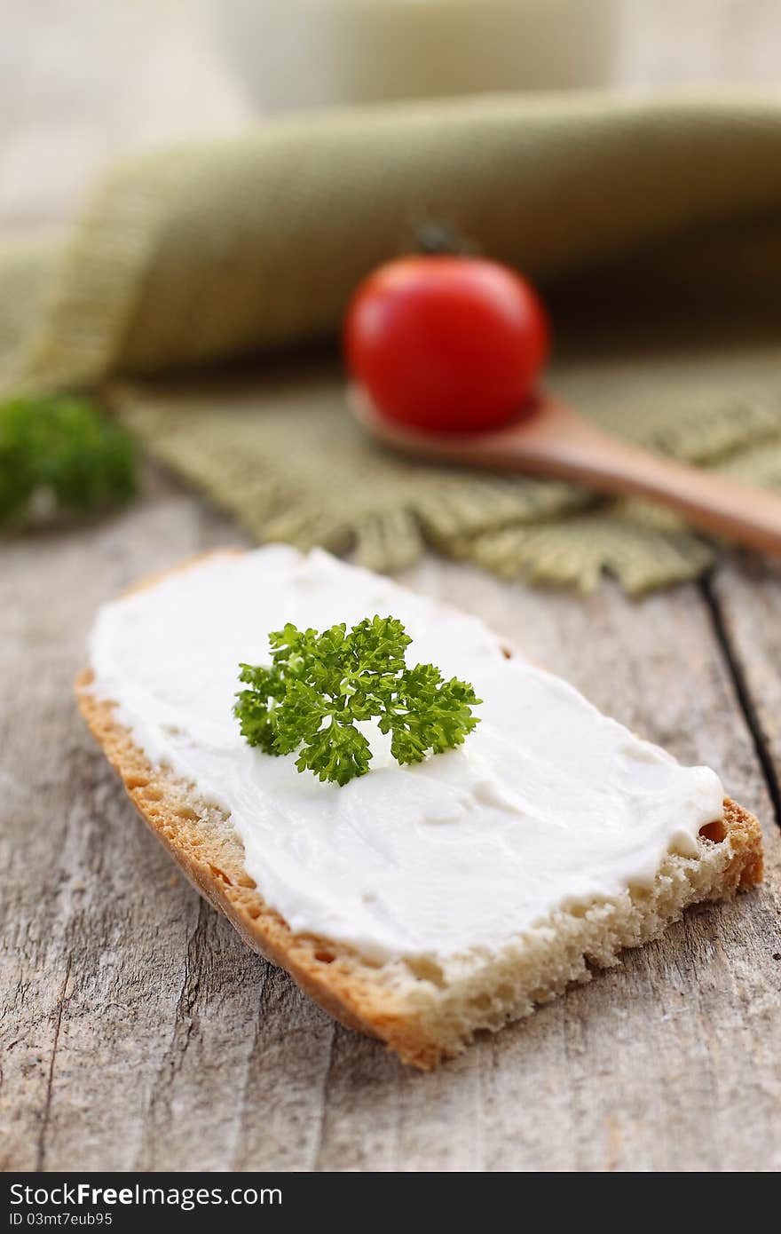 Homemade delicious cheese cream for breakfast. Homemade delicious cheese cream for breakfast