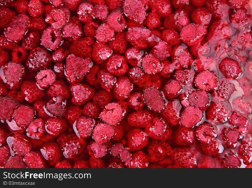 Raspberries in jelly