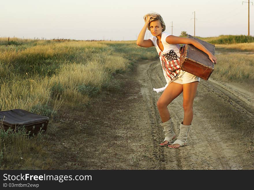 Pretty Girl With A Suitcase