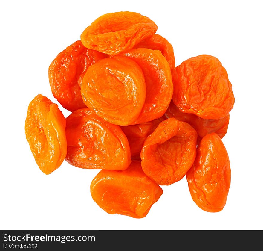 Photo few dried apricots isolated on white background