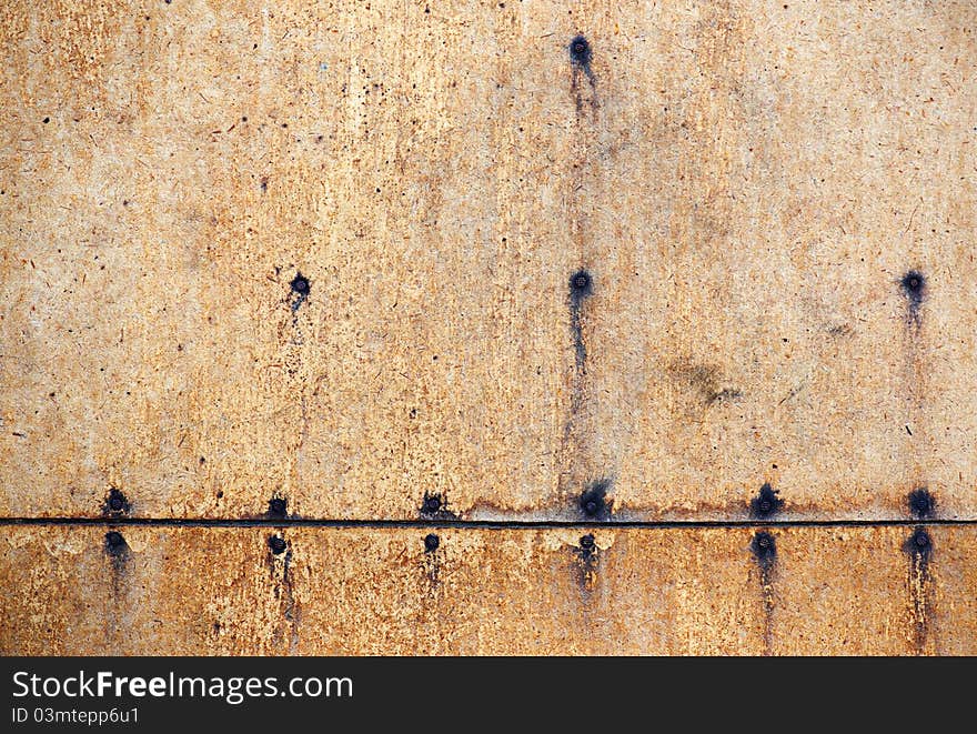 Structure of old plywood with nails