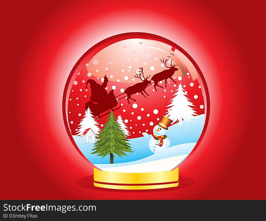 Abstract christmas globe  with ice man