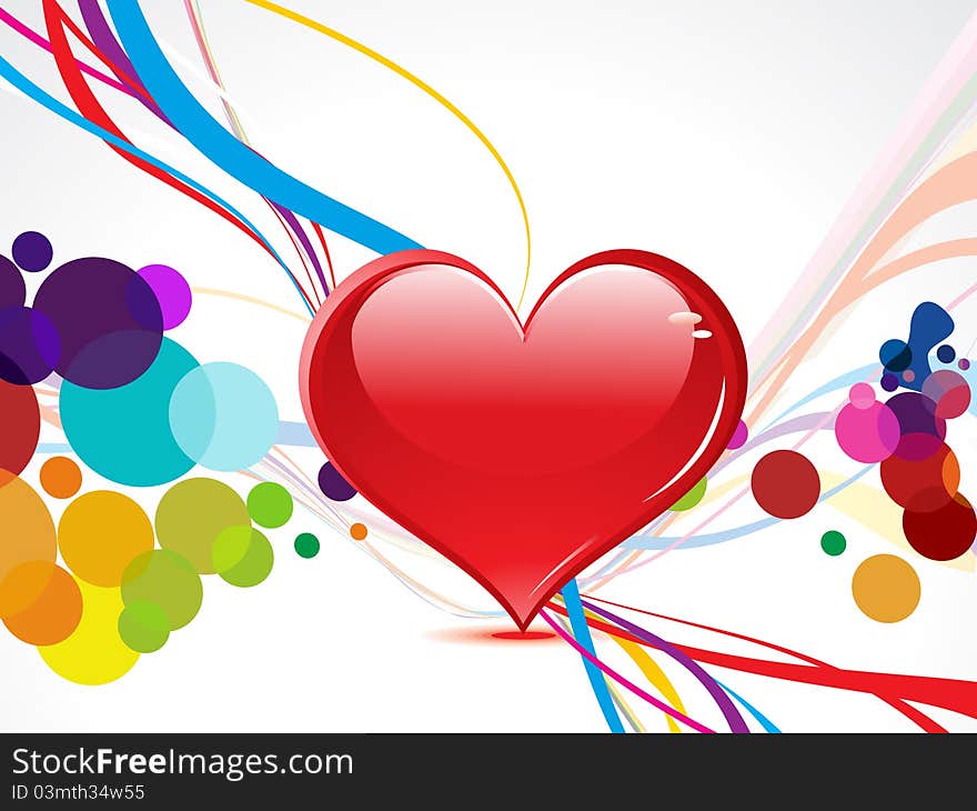 Abstract coloful heart with wave illustration