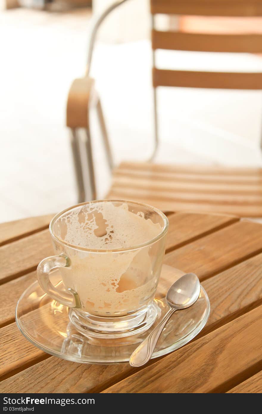 Empty coffee cup on wood table. Empty coffee cup on wood table