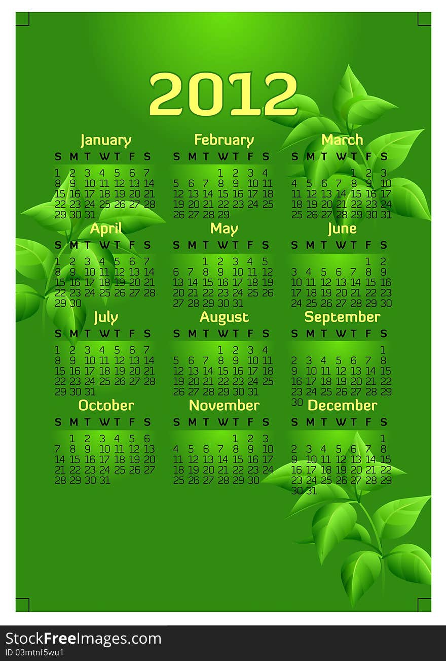 Creative 2012 calender template