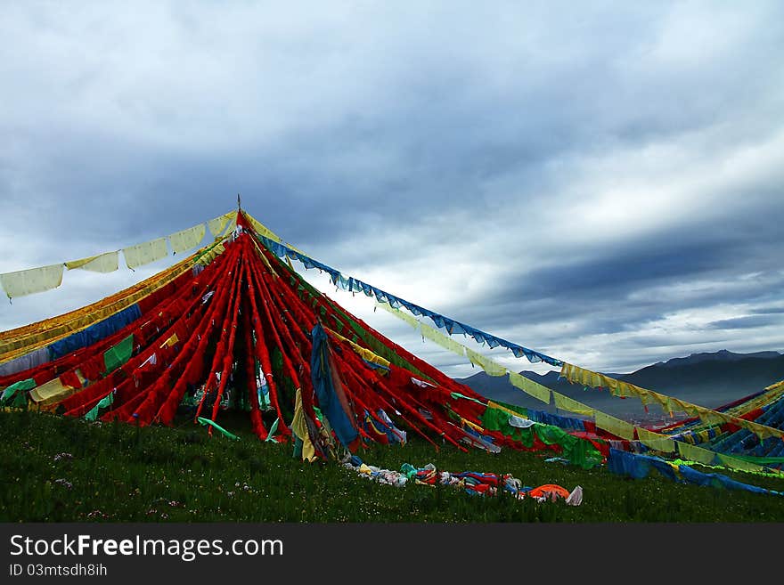 Shot at Qinghai-Tibet Platean. A special symbol of tibetan buddhism, tibetan people build it for blessing. Shot at Qinghai-Tibet Platean. A special symbol of tibetan buddhism, tibetan people build it for blessing.