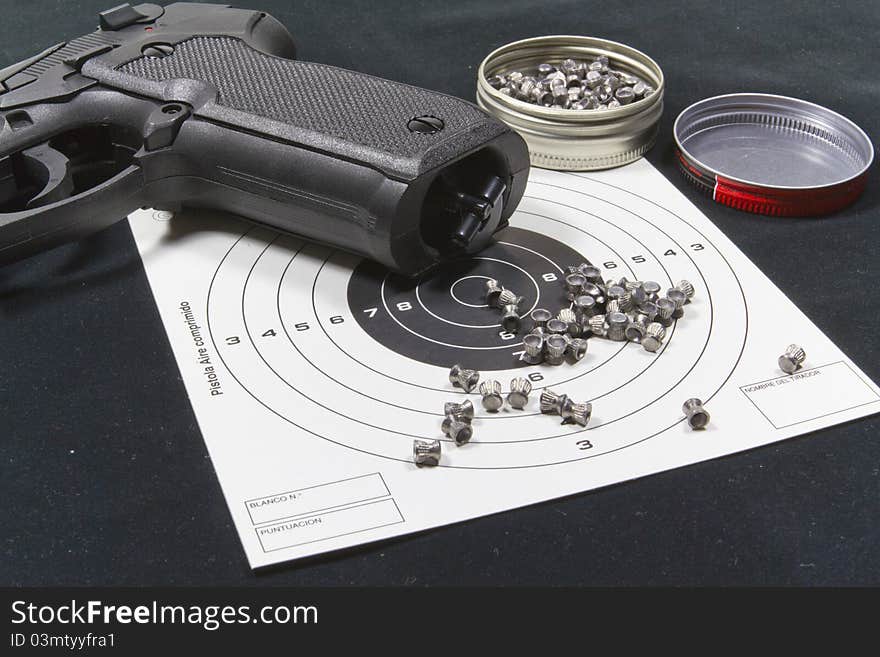 With pellet gun targets for marksmanship