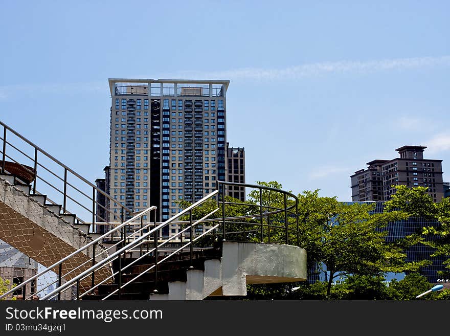 Glass skyscraper buildings