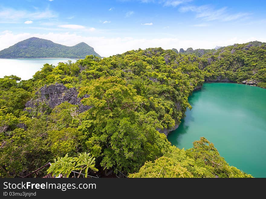 The sea inside moutain at angthong national marine park, Thailand. The sea inside moutain at angthong national marine park, Thailand